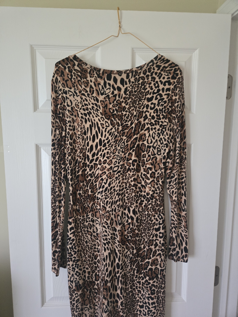 Bar III Long Sleeve Leopard Print Dress - Beige, Brown